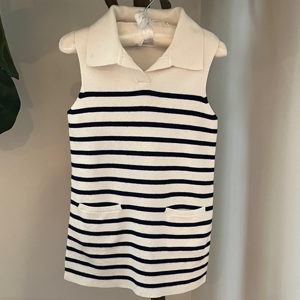 Zara Kids Sleeveless Striped Dress - Cream with Navy Stripes - Picture 1 of 2